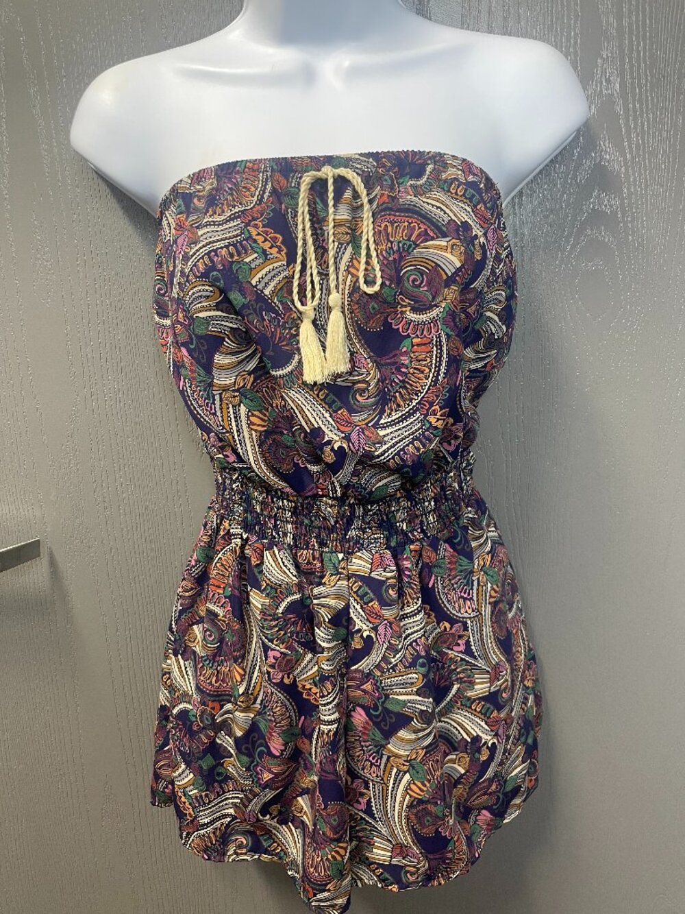 Mezzanine Boho Paisley Strapless Romper Small